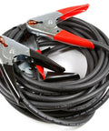 Beefy 20 Foot Heavy Duty Jumper Cables with Four Gauge Copper Welding Cable and 500 Amp Clamps coiled, black and red USA made