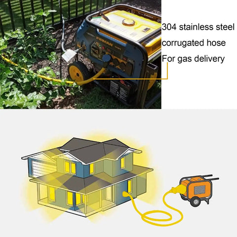 35 Ft 1/2 Inch CSST Gas Line With Corrugated Stainless Steel Tubing And Rubber Jacket, 2 Male Fittings, for generator hookup