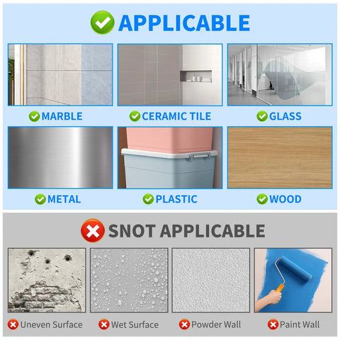 Surface compatibility guide for Heavy Duty Self Adhesive Razor Holder And Shower Hook Set In Stainless Steel Stick On Wall Hangers