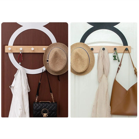 Slaying Spaces With Door Back Coat Hook Rack White Semicircle Wall Mount Hanger with hats and bags organized.
