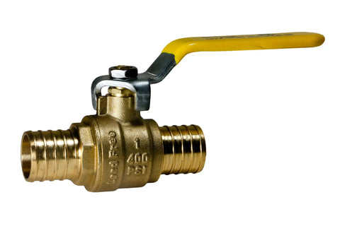 10 Pack PEX Barb 1 Inch Ball Valve With Yellow Handle, Full Port Brass Ball Valve For PEX Tubing, Easy On Off Flow Control
