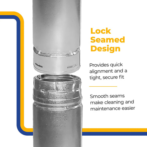 PelletVent Stainless Steel Double Wall Straight Stove Pipe Connector lock seam detail for secure fit