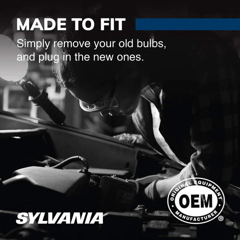 Mechanic replacing bulb with 7506 SilverStar Mini Bulbs Two Pack Ideal For Daytime Running Lights And Backup Reverse Lights.
