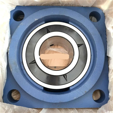Heavy Duty 110mm Pillow Block Bearing Housing UCFS322 Flange Mounted Inset Ball Unit front view, blue cast iron