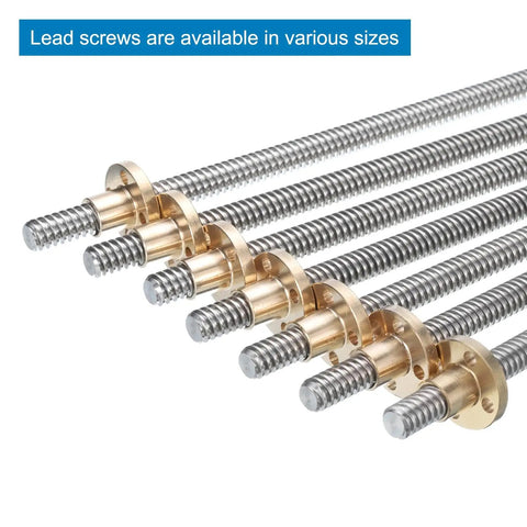 Two Pack 6 Inch TR8x8 Stainless Steel Lead Screws With Brass Nuts For 3D Printer Z Axis And CNC Machines Acme Thread 2mm Pitch 8mm Lead