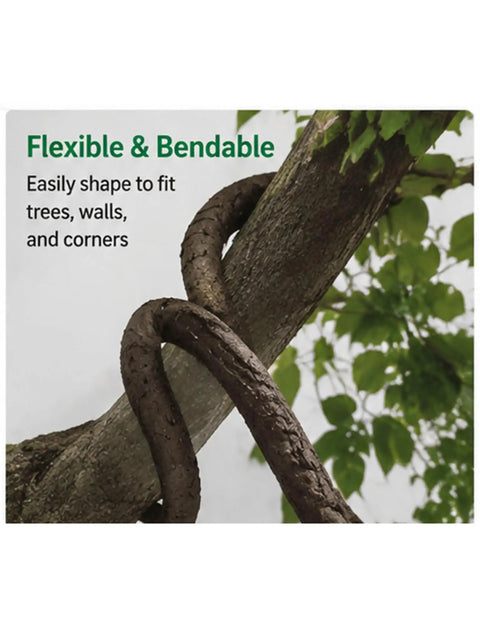 Straight Up Realistic Artificial Tree Bark Cable Cover With Hollow Flexible Vine Conduit Tube For No Sweat Garden Wire Concealment And Backyard Landscape Setup, flexible tubing wrapping a tree.