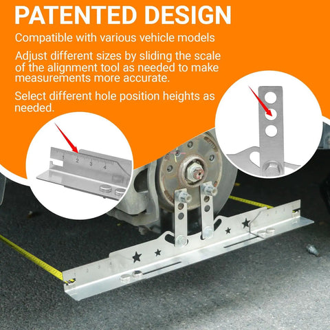 Straight Up Heavy Duty Wheel Alignment Tool Kit With Adjustable Extension Rod And Precision Stainless Steel Toe Plates For Street Vehicle Tuner Garage Setup, adjustable stainless steel ruler.