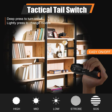 Two Pack 1000 Lumen LED Flashlight Set For EDC Go To Handheld Use High Bright Outdoor Lights With Five Modes Waterproof