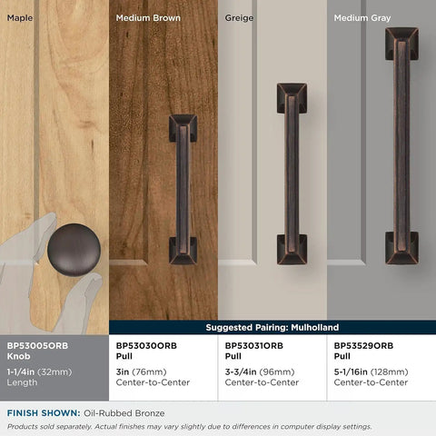 Display of Oil Rubbed Bronze Edona One And A Quarter Inch Cabinet Knob Set, 10 Pack, Classic Drawer Hardware For Cabinets And Furniture.