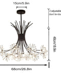 Modern Firework Crystal Dandelion Chandelier Pendant Lighting For Living Room Bedroom Dining Hallway 19 Light Black Ceiling Fixture With Adjustable Rods