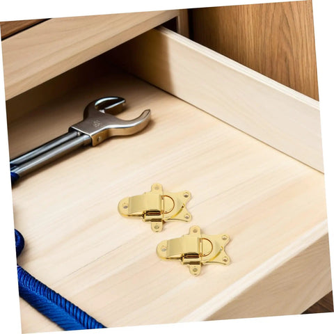 Durable Vintage Style Zinc Alloy Duckbill Toggle Latches 2 Pack easy operation on wooden drawer with wrench tool.