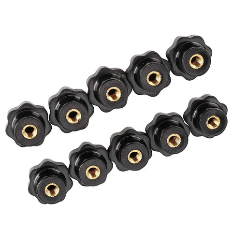 7 Star Soft Knob Holder With Brass Core For Machine Tools, Easy Grip Knob Holder For 6mm Thread, Pro Grade Workshop Gear Pack Of 10, Durable Smooth Surface, Ergonomic And Practical, 10 black knobs