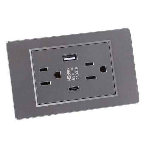 Game On Wall Outlet With Dual Usb And Type C Ports Delivers 15 Amp Fireproof Safety for fast charging of devices.