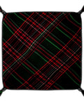 Straight Fire Dark Green Tartan Valet Tray For Nightstands And Desks Microfiber Leather Catch All Organizer with tartan design.