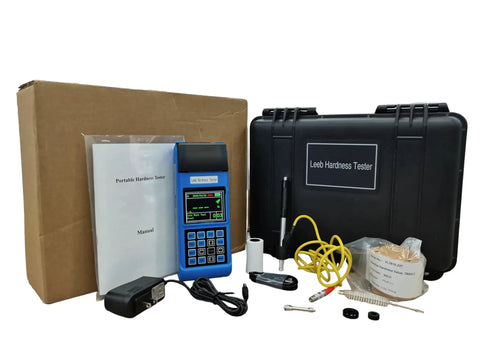Hella Accurate LeeB Hardness Tester With Digital Rebound Scanning And Straight Up Upside Down Operation Plus Built In Thermal Printer For No Sweat Steel Testing And Fast Reads with its components in a portable case.
