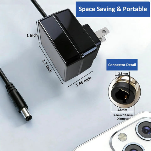 9V Power Adapter For 61 Key Digital Pianos And Electronic Keyboards, Works With RJ561 RJ661 RJ361 RJ5061 Series, Size Details