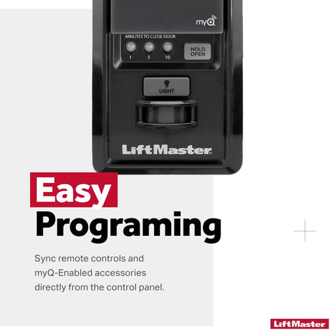 Close-up of Smart MyQ Internet Gateway And 889LM Control Panel For Garage And Gate Openers Multi Device Control
