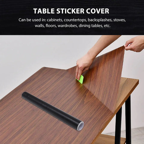 Removable Self Adhesive Wallpaper Roll For Waterproof Cabinet Makeover and Buttery Smooth Peel Stick Furniture Wrap being applied on a table.