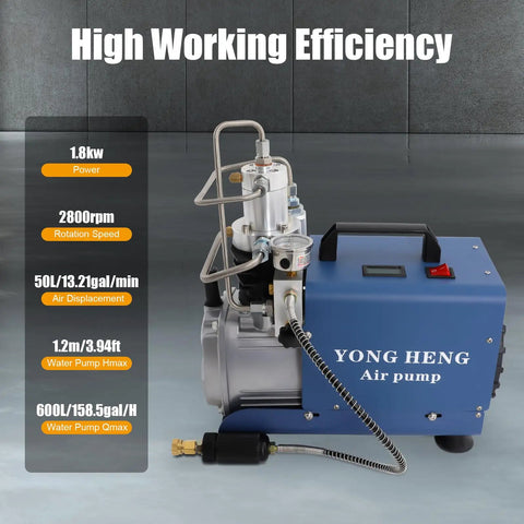 Top Rate 1.8Kw Electric Pcpc High Pressure Air Compressor Two Stage Pump With Dual Cooling Reaching 4500Psi, compact design.