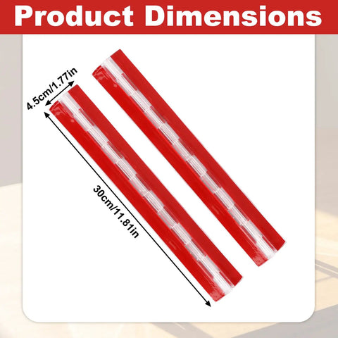 Two Pack Clear Acrylic Hinges Self Adhesive For Cabinets Boxes Displays Glass Furniture Aquarium Enclosures Durable 11.81 By 1.77 Inch Small Hinge DIY Projects And Repairs dimensions shown