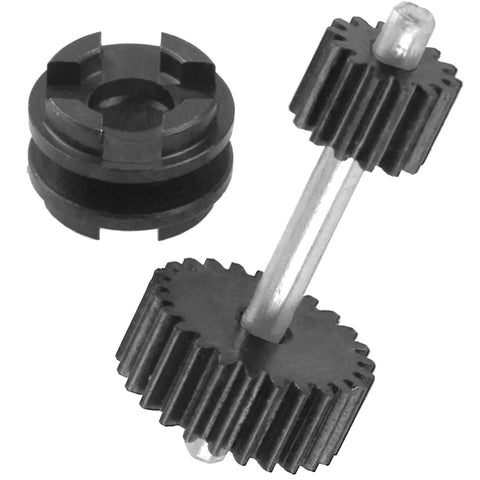 Built Tough Steel Gearbox Kit For Dual Speed Transmission Swap Compatible With WPL B1 B14 B24 B16 B36 C14 C24 1/16 Scale Rc Car smooth black dual drive gears.
