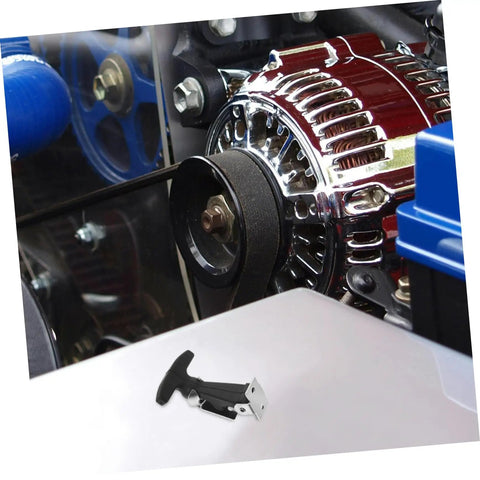Rugged Rubber Hood Latch Kit For Quick Install And Quiet Ride No Squeak in black, shown on a white surface near a car engine.