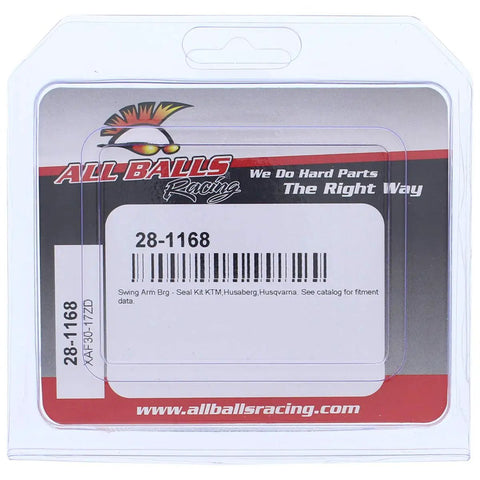 Heavy Duty Swing Arm Bearing Rebuild Kit Featuring Badass Hardened Needle Bearings And Corrosion Block Bushings Designed To Keep Your KTM ATV 125 200 250 Riding Smooth As Silk 2003 To 2016 packaging with barcode.
