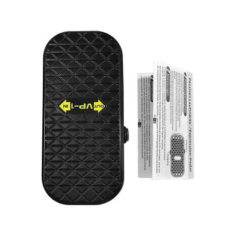 Volume Expression Pedal 2 In 1 For Guitar Bass And Synth, Silent Buffer, Durable Metal Chassis, top view with manual