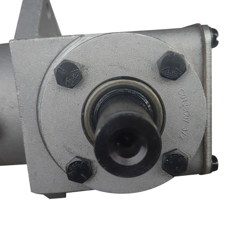 Close-up of Right Angle CCW Gearbox 390024 Replacement For Grasshopper Front Mount Mower Decks bolt view