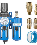 Three Eighths NPT Compressed Air Filter Regulator Lubricator Combo with fittings and PTFE tape