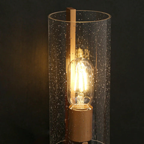 Dope Dark Gold Wall Sconce With Seedy Glass Shade For Bathroom And Hallway, Handmade Textured Gold Finish Vanity Light