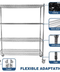 Five Tier Heavy Duty Steel Storage Rack On Wheels With Tool Free Assembly And Massive Capacity For Garage Or Home Use