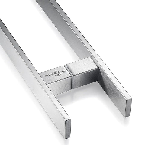 12 Inch Solid Stainless Steel Push Pull Door Handle For Barn And Glass Doors Heavy Duty Commercial Grade Brushed Finish With 304 Stainless Steel Standoffs And 4.6mm Deep Engagement close-up