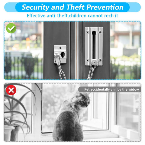 Two Pack Stainless Steel Door Chain Lock For Inside Doors, Heavy Duty Security Chain With Thickened Link Design And 12 Screws, safe ventilation, child and pet safe