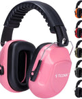 Soft Pink Hearing Protection Ear Muffs For Adults With 26 dB NRR Adjustable Safety Earmuffs For Construction And Travel