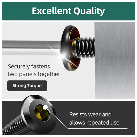 Heavy Duty M6 Socket Head Cap Screws 40mm Fully Threaded 304 Stainless Steel Black Zinc Plated securing two panels together.