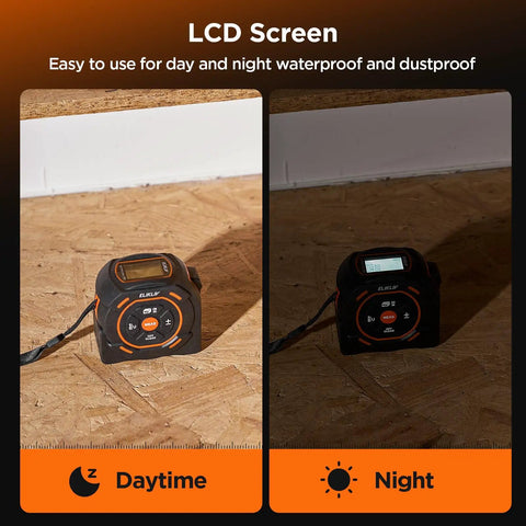 2 In 1 Laser Distance Meter And 16 Foot Auto Lock Digital Tape Measure For Quick One Handed Measurements A Real Workhorse For Wide Area Scans And Tight Corners 197 Ft Laser Range And 16 Ft Auto Locking Tape For Builders And DIYers daytime and night LCD screen