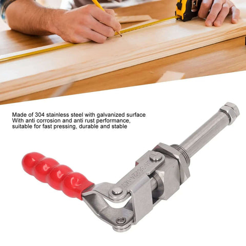 Beefy 66.8mm Stroke 180 Degree Push Pull Toggle Clamp With Hand Operated Red Plastic Handle And 304 Stainless Steel Construction