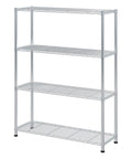 Beefy 4 Tier Metal Shelf Unit With Adjustable Shelves And Feet, Heavy Duty Storage Rack, silver gray finish, front view