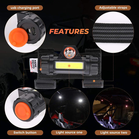 Rechargeable UTV Dome Light For Roll Bar Mount, USB Charging Interior Work Light features illustration