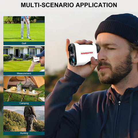 Person using High Precision Golf Rangefinder With Slope, Flag Lock, And Vibe Feedback in multi-scenario applications.