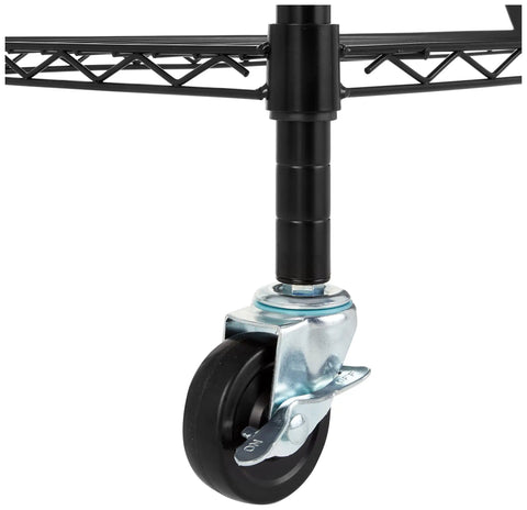 Shop Ready Heavy Duty Five Shelf Garage Storage Rack With Roll Around Caster Wheels adjustable wheel close-up view.