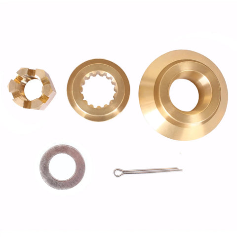 Must Have Propeller Nut Kit With Stopper Propeller Bush Thrust Washer And Spacers For Suzuki DF150 DF300 Outboard Motors 150HP 300HP Gearcase 15 Tooth Spline Four And Three Quarters Inch components displayed