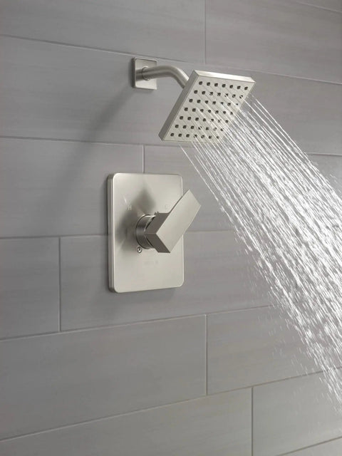 Brushed Nickel Shower Faucet Trim Kit With Stainless Shower Head And Handle Set, Universal Valve Compatibility For MultiChoice Valve, Modern 14 Series Style, T14267-SS-PP, Valve Not Included.