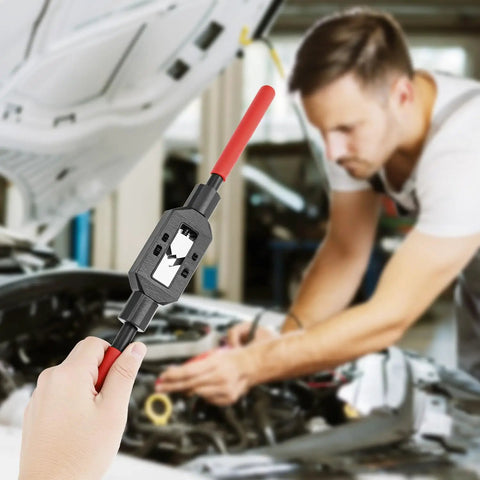Adjustable Tap Wrench Set Four Pack Ratcheting Tap Handles in use with car engine maintenance, carbon steel, black oxide finish.