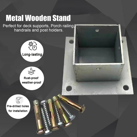 Heavy Duty Stainless Steel Fence Post Anchor Base And Pergola Support Bracket 2 Pack with installation hardware for deck supports.
