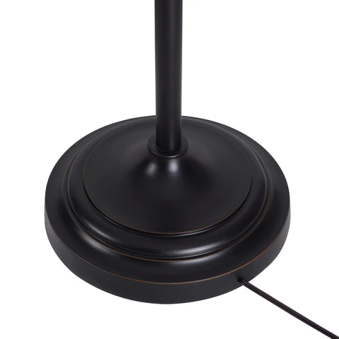 Base of Harmond 1 Light Art Glass Torchiere in bronze finish with Tiffany-style shade classic floor lamp for living rooms.