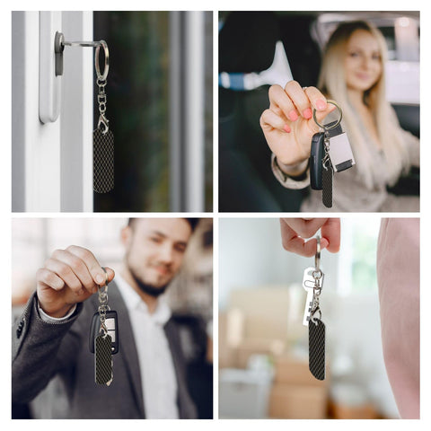 Top Shelf Gold Plated Aluminum Keychain Featuring Fresh Ribbon Grid Design Compact Rectangle Shape in use for everyday carry.