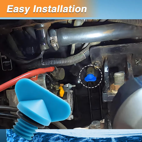 Marine Engine Block Drain Plug Kit For Mercruiser Mercury Marine Engines installed in engine compartment
