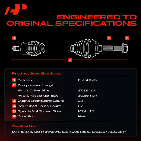 Front CV Axle Shaft Assembly Pair For Nissan Altima 2019 To 2023 FWD 2.5L Easy Install Replacement For Driver And Passenger Sides Left And Right Direct Fit Premium Quality For Easy Bolt On Durable Performance. front axle diagram with specs